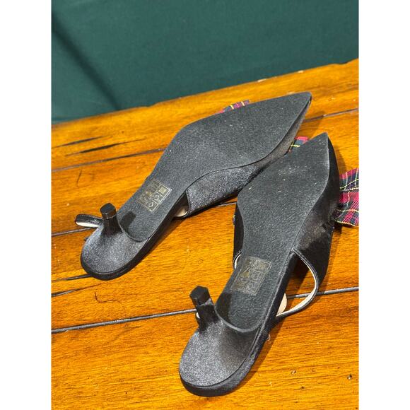 Jack Rogers Debra Satin Tartan Plaid Bow Slingback Kitten Heel Pumps size 9 - Picture 6 of 8